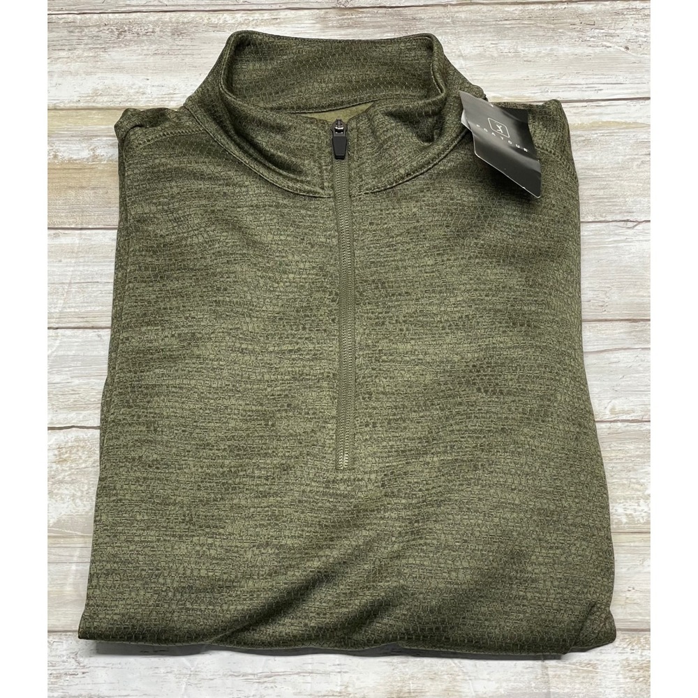PGA TOUR Men's Medium Olive Green 1/4 Zip Pullover Long Sleeve Golf Shirt NEW
